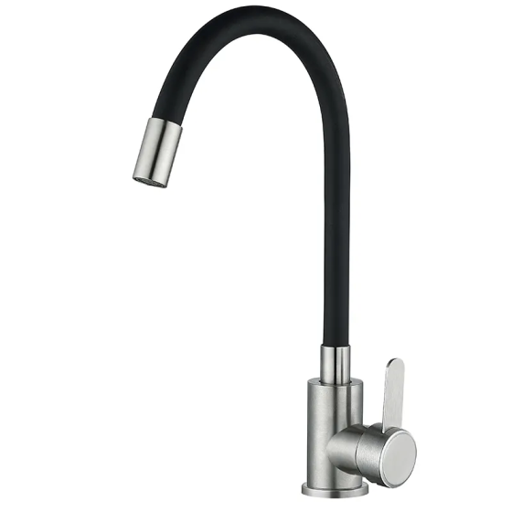 Кухонний змішувач Mixxus FAN-011 з чорним гнучким виливом з нержавіючої сталі Refl.Black (MI6105) Харків