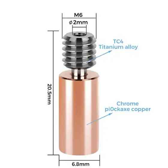 Горло (термобарьер) TWO TREES E3D высокотемпературное биметаллическое для 3д принтеров Киев
