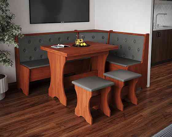 Табурет с мягким сиденьем, табуретка на кухню Ткань Мальмо (серый) ДСП Дуб Яблоня Львов