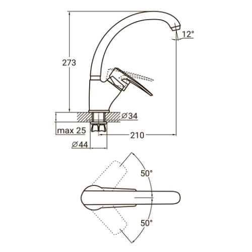 Змішувач ML d40мм для кухні гусак вухо на гайці латунний шток Aquatica Житомир - изображение 3