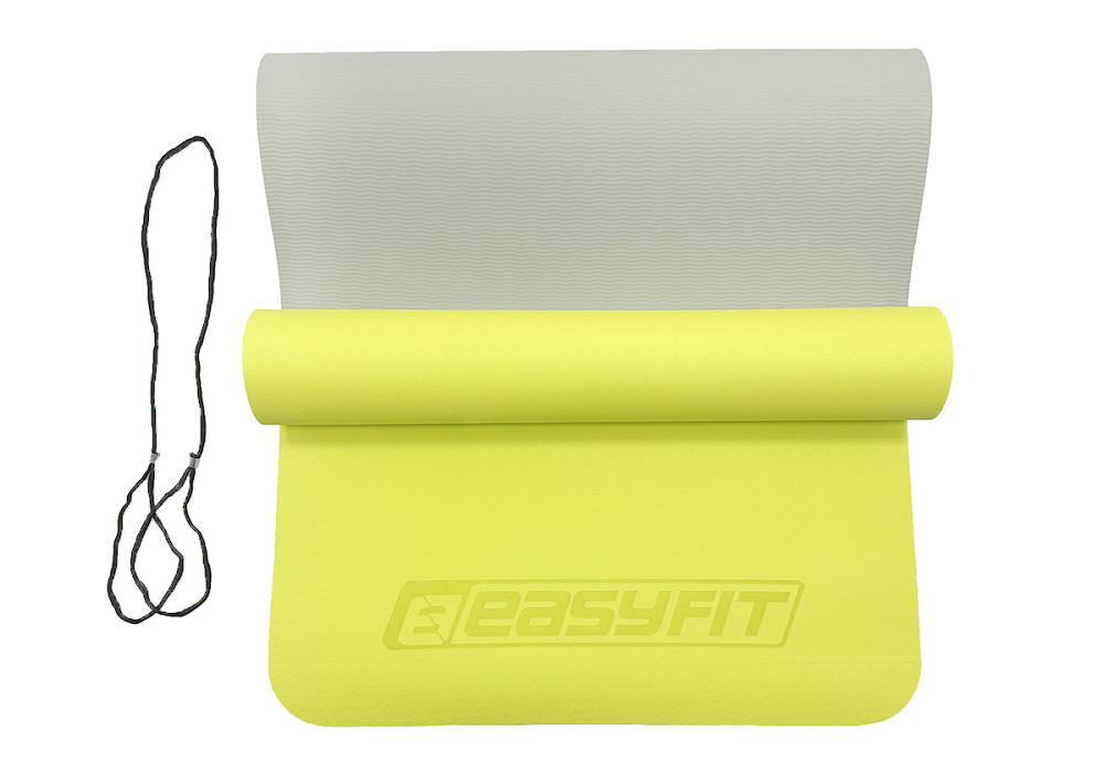EasyFit Килимок для йоги та фітнесу EasyFit TPE+TC 6 мм двошаровий лимонний-сірий Коломыя - изображение 8