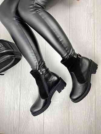 Черевики жіночі Днипро Джулия чорні шкіра+замша натуральна зима 36р.39р.40р. (2370) Коломыя