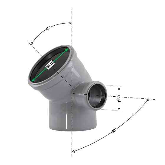 Колено 2 пл 110x100х45+ 50х90° (правое) TA Sewage Киев