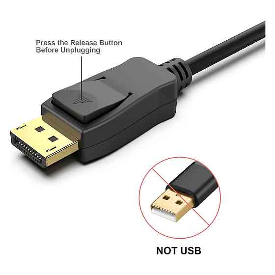 Кабель DisplayPort шнур BENFEI DP to DP 3 м 4K 60 Гц 2K 165 Гц чорний з фіксатором підтримка аудіо 7.1 Київ