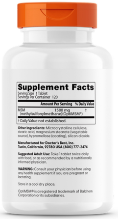 Метилсульфонілметан МСМ 1500 Doctors Best MSM with OptiMSM 120 капс Київ
