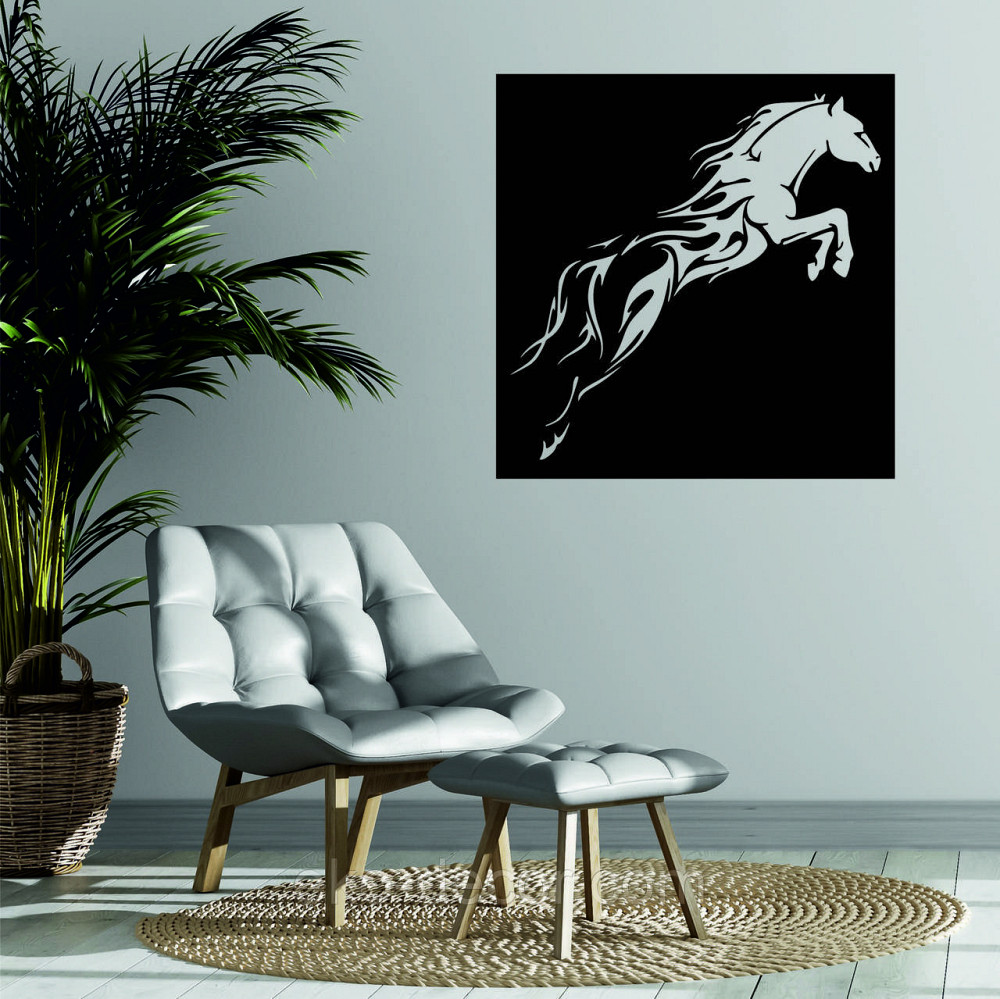 Декоративное настенное Панно «Лошадь» Декор на стену 70*70 см, Черный Киев - изображение 1