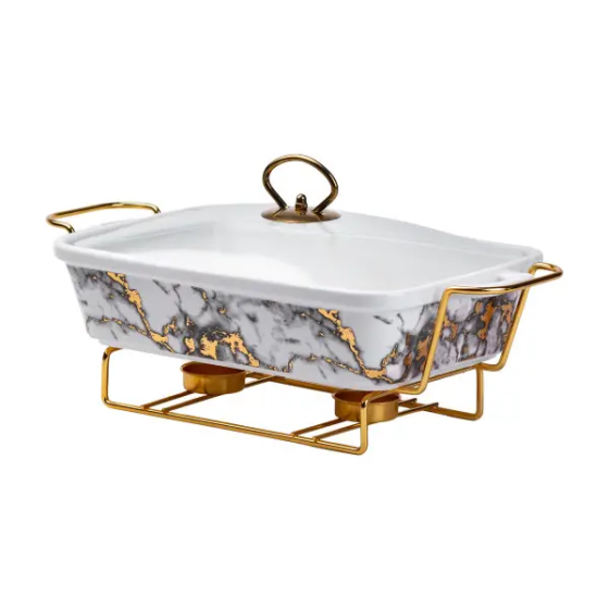 Мармитниця 1.5 л прямокутна фарфоровий мрамор 35х19 см Київ