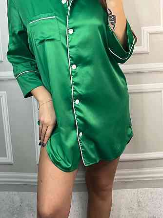 Женская ночная рубашка удлиненная шелковая Зелёный S Харьков