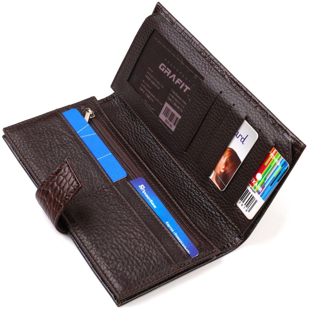 Стильный кошелек для мужчин из натуральной кожи с тиснением под крокодила CANPELLINI 21915 Коричневый Киев - изображение 4