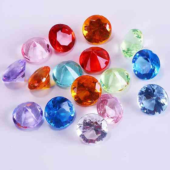 Акриловые бриллианты RESTEQ разноцветные, 50 шт в упаковке — декоративные акриловые камни для украшений, творчества и декора Киев