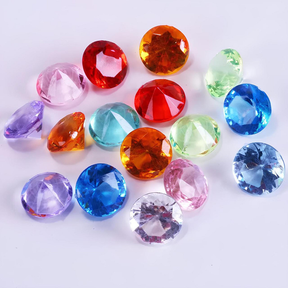 Акрилові діаманти RESTEQ різнокольорові, 50 шт в упаковці — декоративні камінці для прикрас, декору та творчості Київ - фото 2