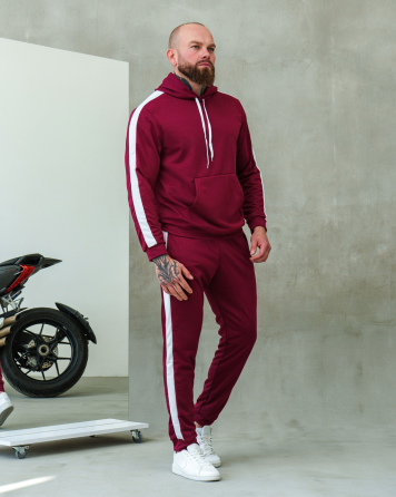 Костюм спортивний чоловічий лампаси весна Бордовийво-Білий L Харків
