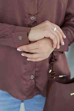 Жіноча шовкова сорочка класична "Milena" |Батал Шоколадний, 50-52 Київ