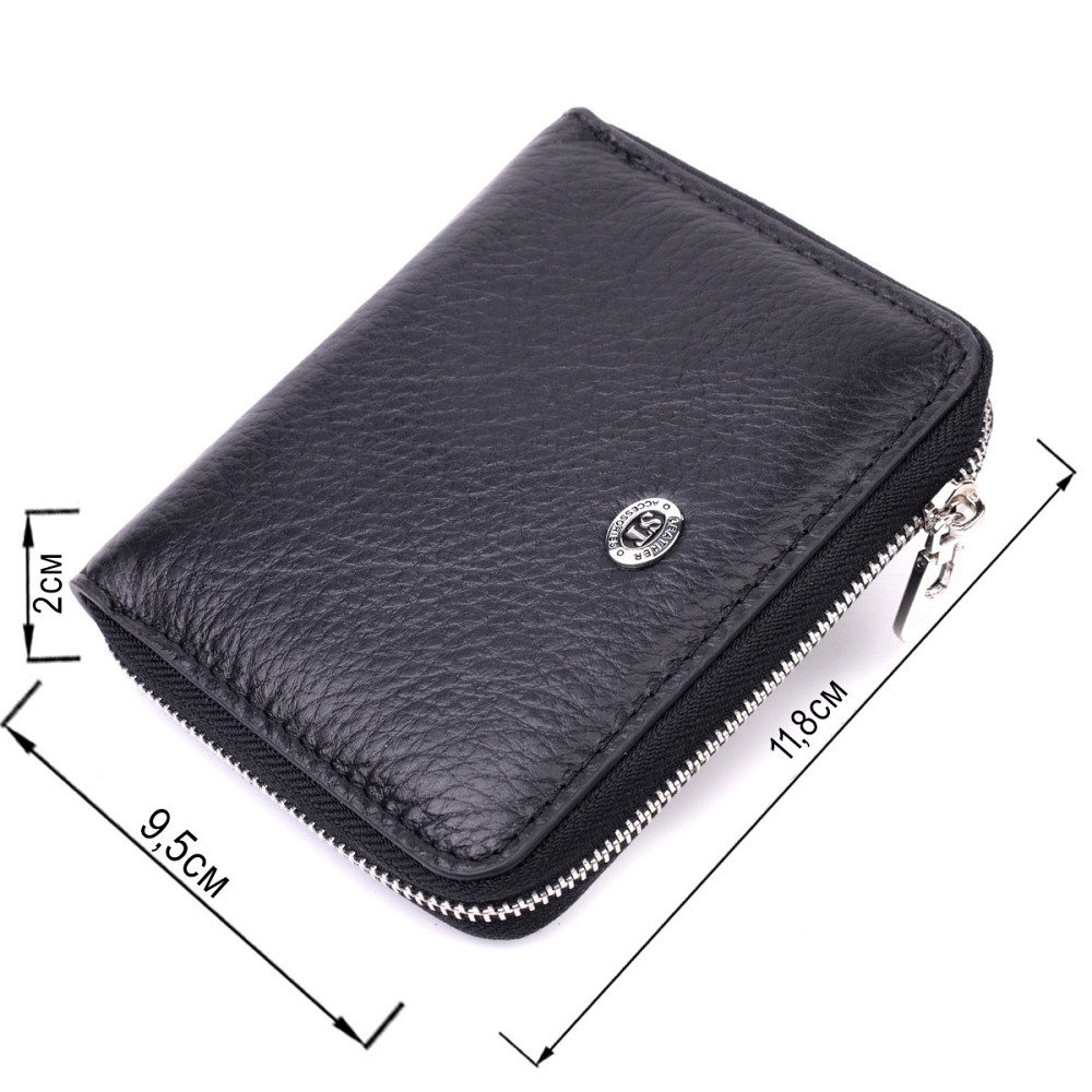 Женский кожаный кошелек на молнии с металлическим логотипом производителя ST Leather 19483 Черный Киев - изображение 3