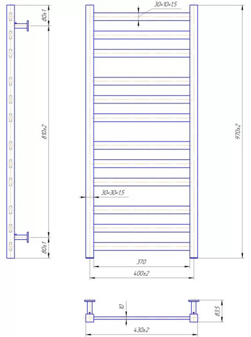 Водяной полотенцесушитель Mario INOX Чикаго 970х430/400 Киев - изображение 4