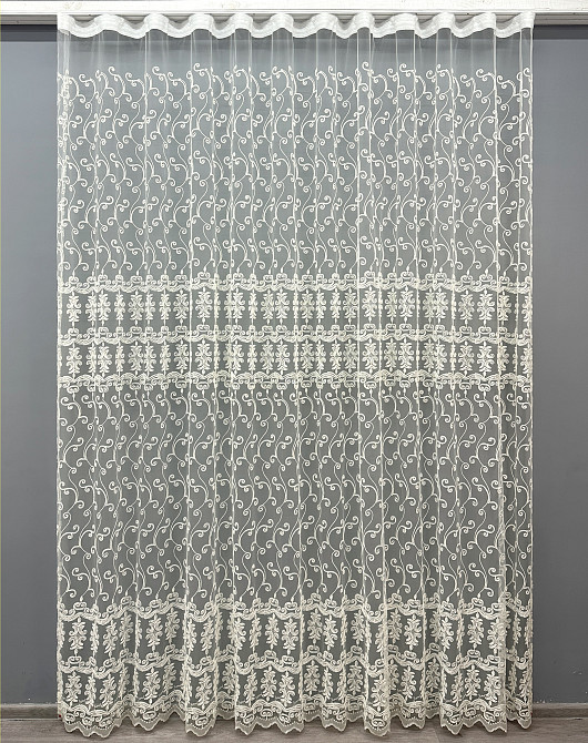 Тюль VR-Textil 1854т Фатин с вышивкой Корд Молочный 300х270 см (40-208) Киев - изображение 2