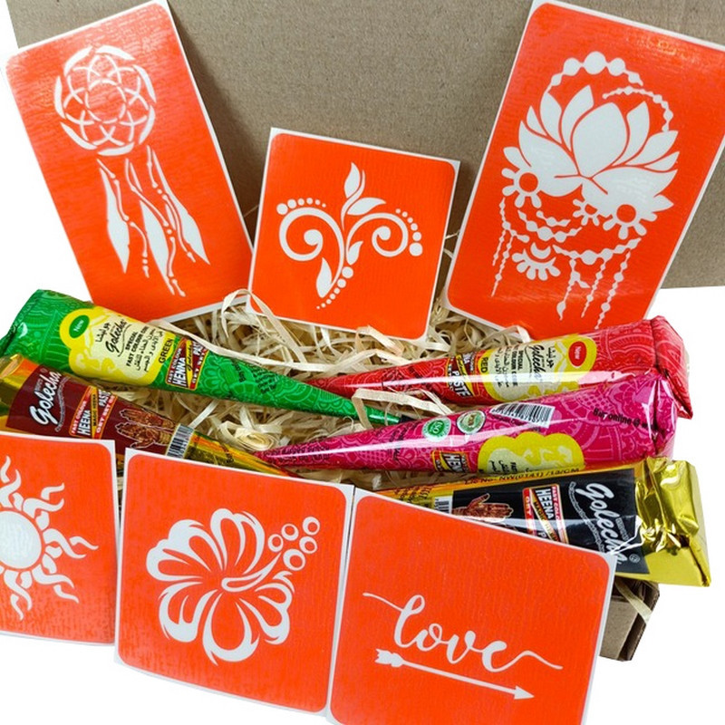 Набір кольорової хни з трафаретами для біо-тату №1 color-henna-set-01 Вінниця - фото 3