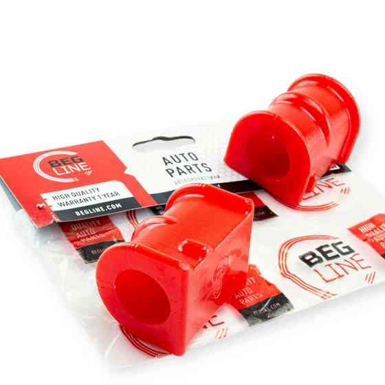 Втулка Ланос, Сенс поліуретан червоний (штанги) центральний новий зразок з буртиком (к-кт 2 шт) стабілізатора Мукачево