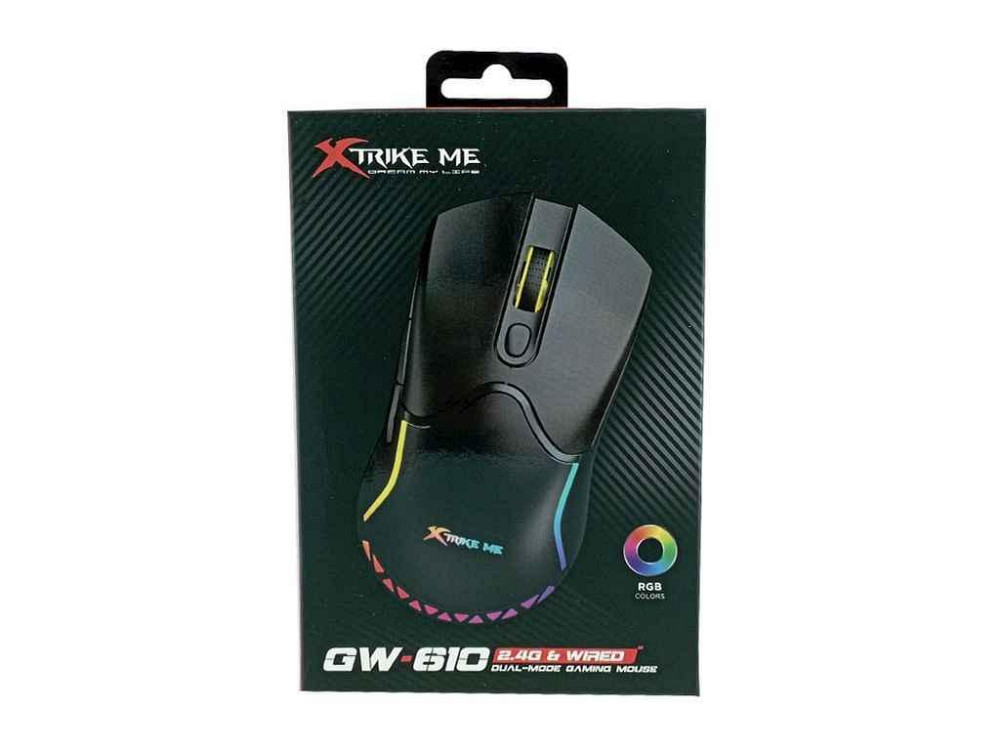 Мишка бездротова GW-610 RGB/7 кнопок/USB 2.4GHz/провідна/800-8000DPI чорна 1,5м ТМ XTRIKE Solmir Київ - фото 1