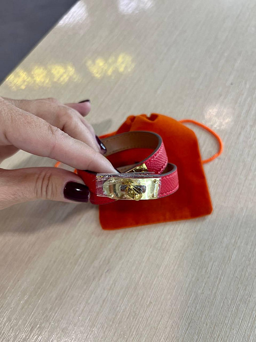 Браслет Hermes шкіряний браслет червоний Браслет Hermes / Hermes шкіряний браслет червоний – супер модний колір сезону Одеса - фото 2