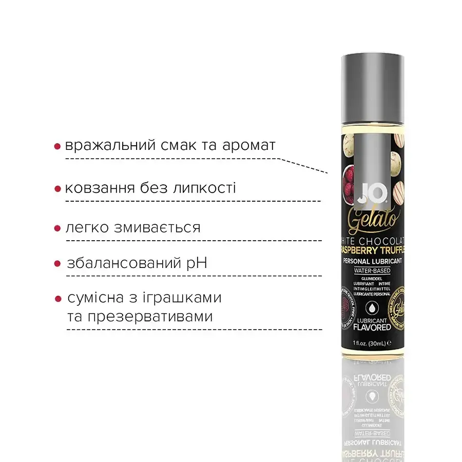 Змазка на водній основі System JO GELATO White Chocolate Raspberry (30 мл) без цукру та парабенів Львів - фото 3