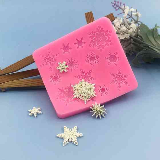 Молд силиконовый Снежинки 83 на 90 мм розовый Киев