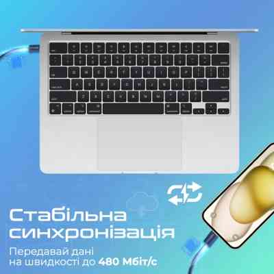 Дата кабель USB-C to Lightning ecoline-ci120.navy Promate (ecoline-ci120.navy) Вінниця