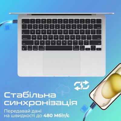 Дата кабель USB-C to Lightning ecoline-ci120.navy Promate (ecoline-ci120.navy) Винница - изображение 4