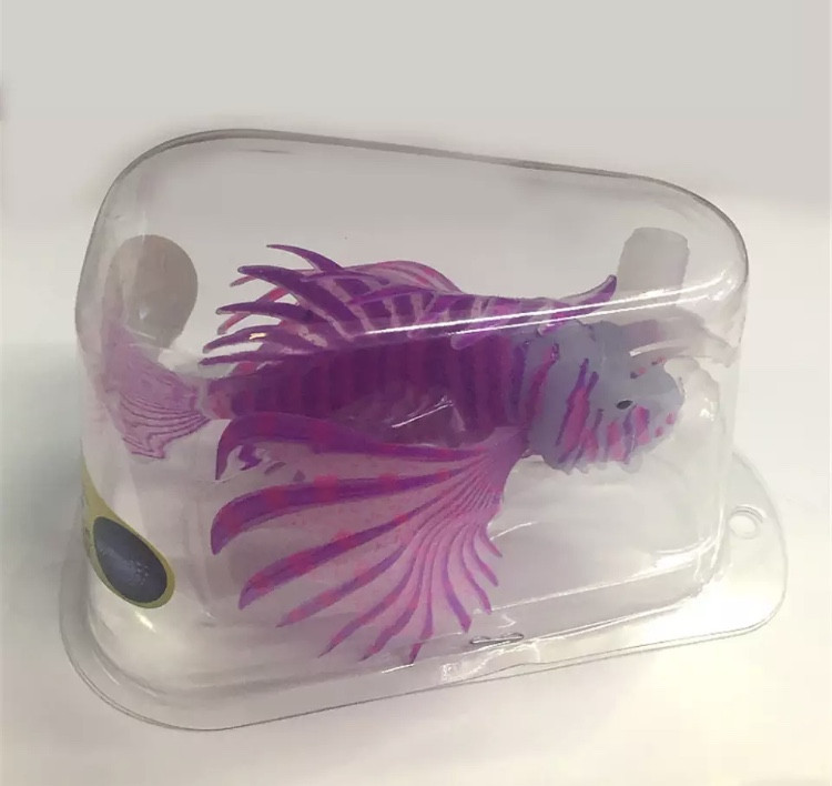 Искусственная рыбка Крылатка, фиолетовая, силиконова и люминисцент(светящая )декор в аквариум - размер 10*7 см Киев - изображение 1