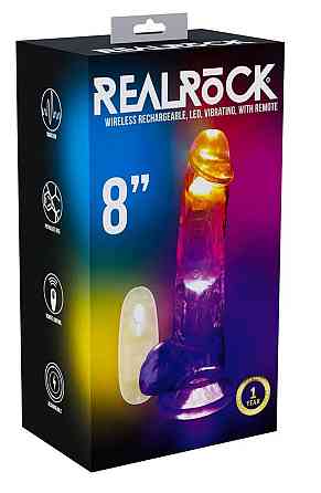 Фаллоимитатор с вибро LED Vibrating Straight Cock with Balls - 20 cm - Transparent Sex Aura Киев