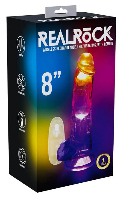 Фаллоимитатор с вибро LED Vibrating Straight Cock with Balls - 20 cm - Transparent Sex Aura Киев - изображение 1