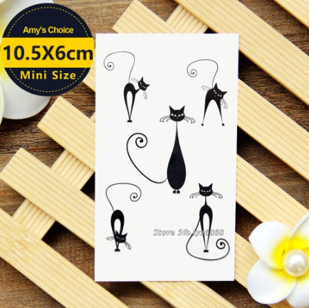 Тимчасове тату Кішки 10 на 6 см чорний Київ - фото 1