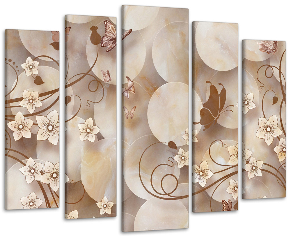 Модульна картина у вітальню / спальню Абстракція бежеві Орхідеї Art-407_5 ( 80х118см ) Київ - фото 1