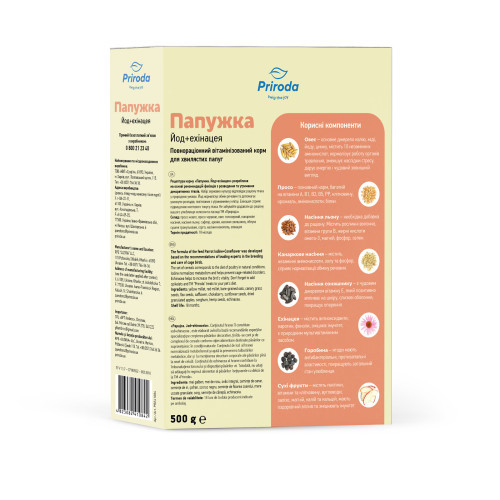 Корм Природа Папужка Йод ехінацея для хвилястих папуг 500 г Київ - фото 3