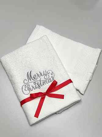 Подарочный набор полотенец Ideal Textile с вышивкой Merry Christmas 50х90 см 2 шт (56860962) Черновцы