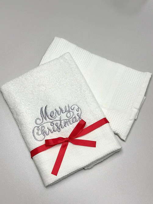 Подарунковий набір рушників Ideal Textile з вишивкою Merry Christmas 50х90 см 2 шт (56860962) Чернівці - фото 5