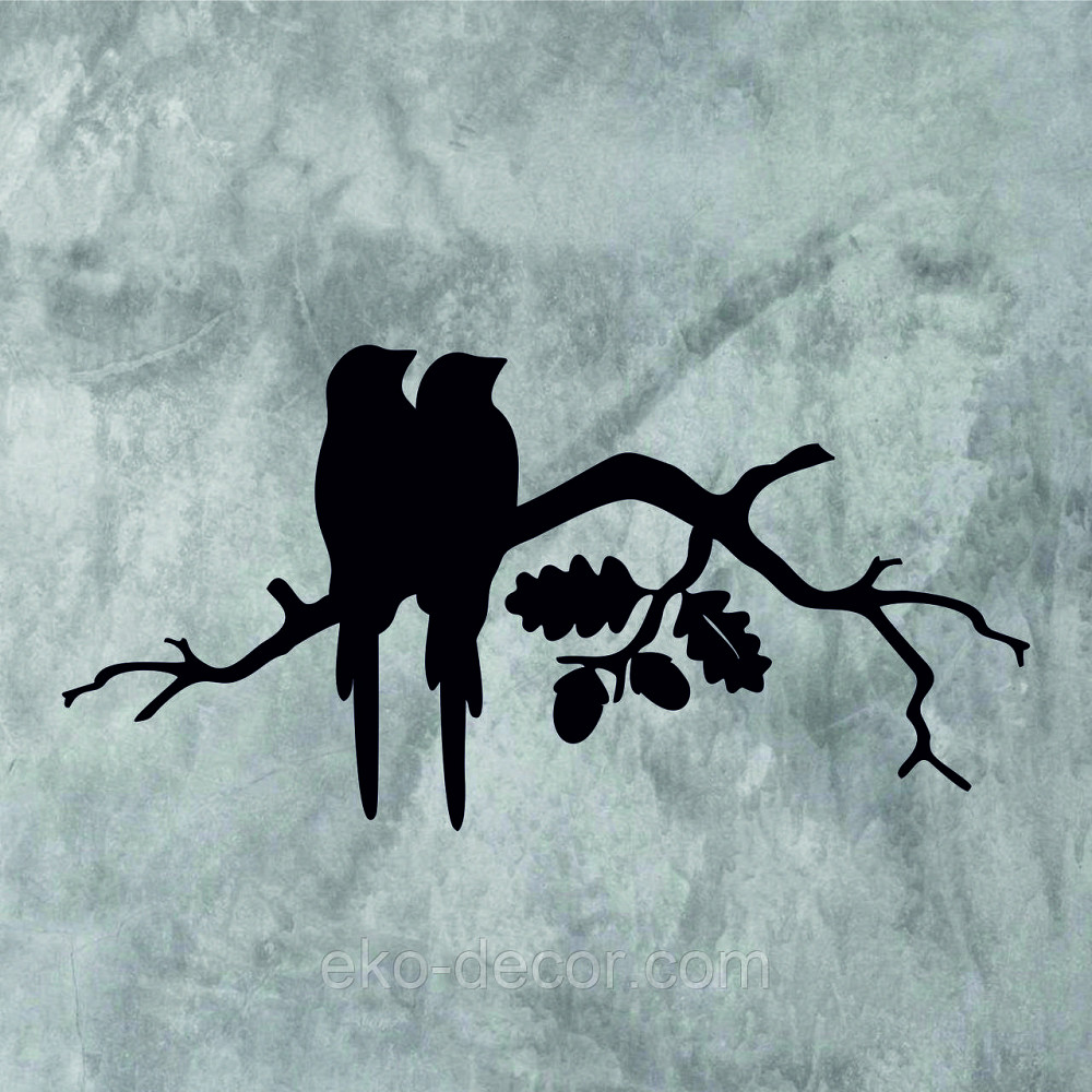 Декоративное настенное Панно «Две птички на ветке», Декор на стену 70*35 см, Черный Киев - изображение 4