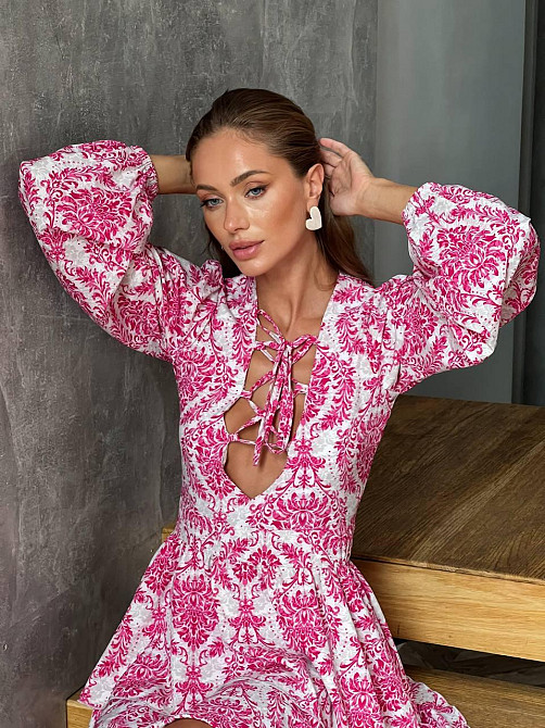 Женское стильное повседневное летнее платье софт принт Розовый, 44/46 Одесса - изображение 1