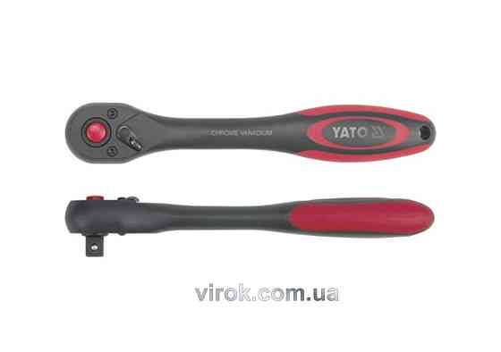 Тріщатка YATO : квадрат 3/8", 72T, L= 202 мм, ручка покрита пластиком [6/24/48] Одеса