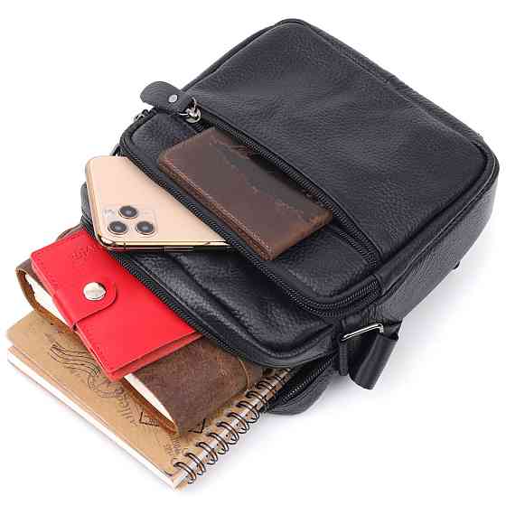 Сумка чоловіча Vintage 20678 шкіряна Чорний Київ