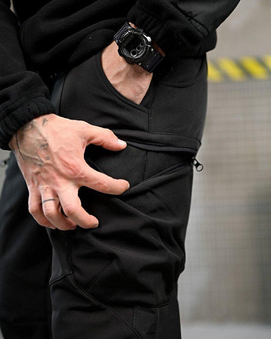 Тактические штаны софтшел DRAFT  высокая талия  высокая талия черные  ВТ7615 Одесса - изображение 4