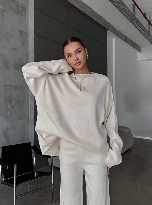 Жіночий затишний базовий костюм двійка  з турецької ангори-кашемір Молочний, 42/44 Одеса - фото 1