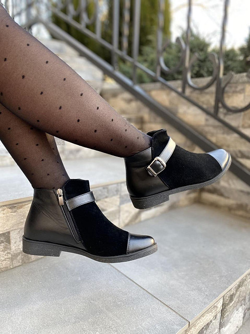 Черевики жіночі 218 чорні шкіра+замша натуральна 37р. (1204) Коломыя - изображение 6