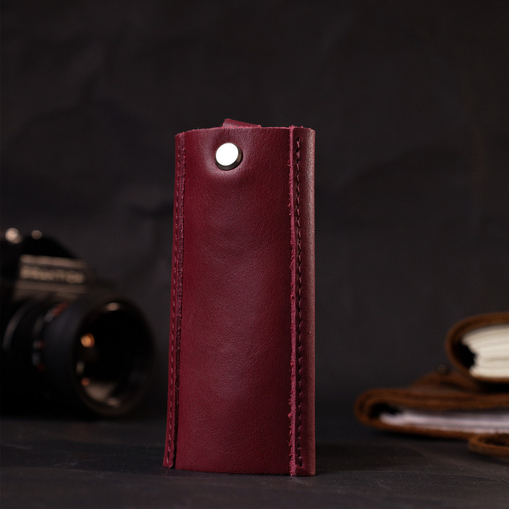 Жіноча шкіряна ключниця на кнопках GRANDE PELLE 11640 Бордовий Київ - фото 6