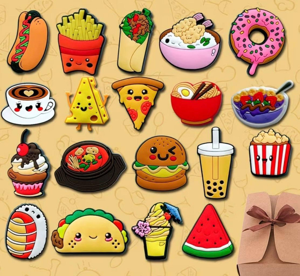 Джибитсы еда kawaii 3.1×3.2 см набор 10 шт — декор для кроксов charms еда, случайный выбор Киев - изображение 2