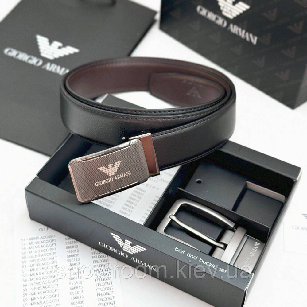 Мужской кожаный ремень с двумя пряжками, подарочная упаковка GA (314) Киев - изображение 10