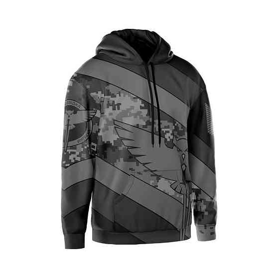 Худі чоловіче з принтом «Посіпака України. Камуфляж. Сірий. Military intelligence of Ukraine. Camouflage. Gray» XL Запоріжжя