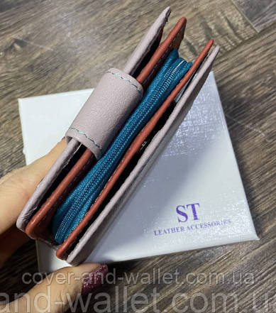 Маленький жіночий шкіряний гаманець світло-рожевого кольору на магнітній фіксації ST 259 Київ - фото 10