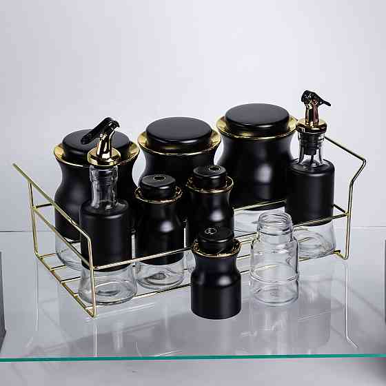 Yiwu Набір для спецій і рідких текстур на металевій підставці чорний HP-1359 Коломия