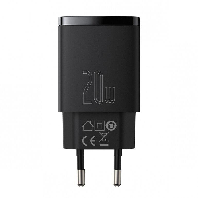 Зарядний пристрій Baseus Compact Quick Charger USB+Type-C 20W Чорний (CCXJ-B01) Київ - фото 1